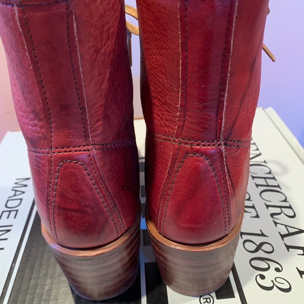 Frye “Sabrina” red ombre lace up boots size 10. EUC - Picture 3 of 6